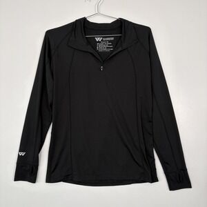Wilderness Technology Shirt Womens XL Black 1/4 Zip Long Sleeve Thumbholes Top